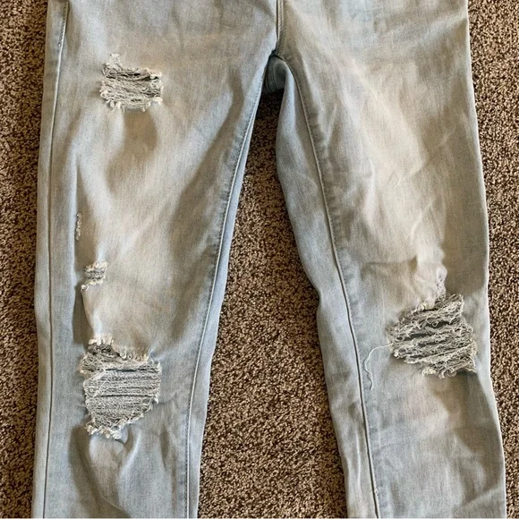 Blanqi Maternity Jeans 4 Over the Belly Light Wash Distressed Women's Jeans - Picture 2 of 9